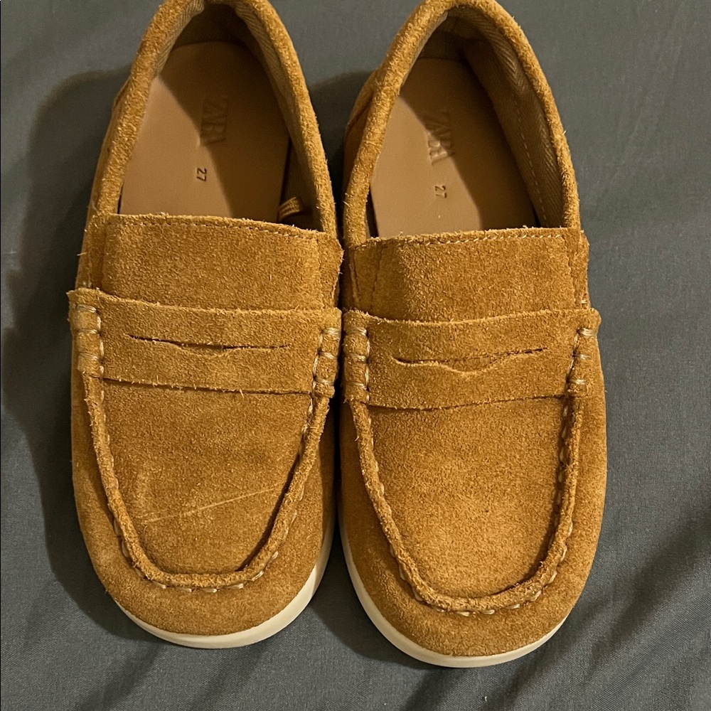 Zara Men's Brown Suede Slip-On Loafers